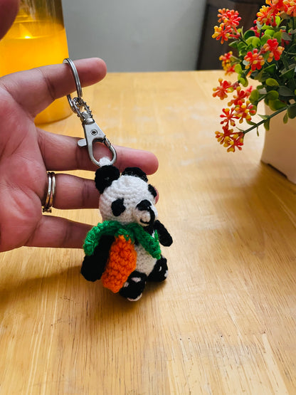Panda with carrot keychain