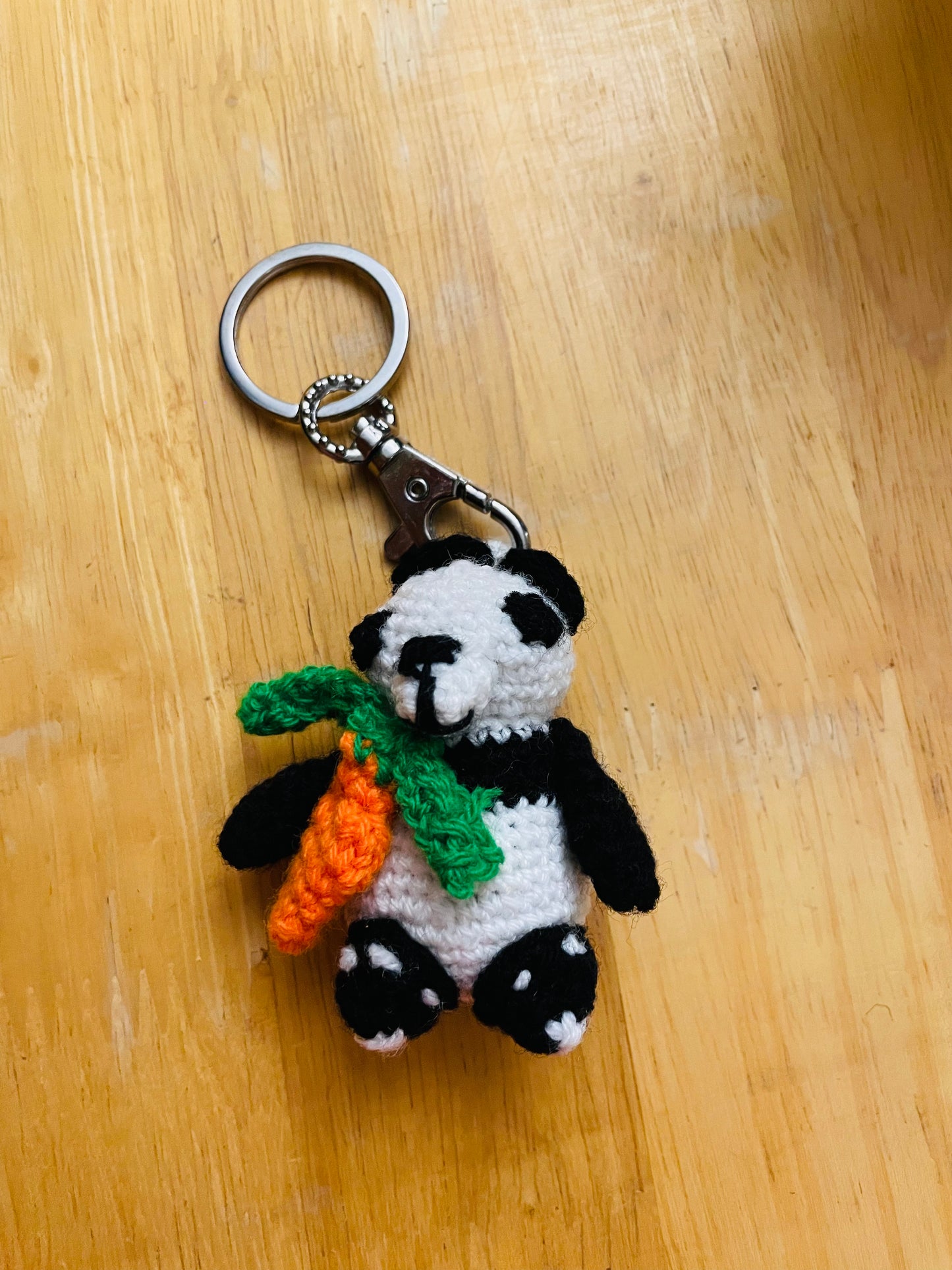 Panda with carrot keychain