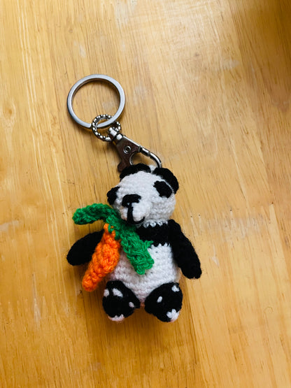 Panda with carrot keychain