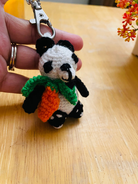 Panda with carrot keychain